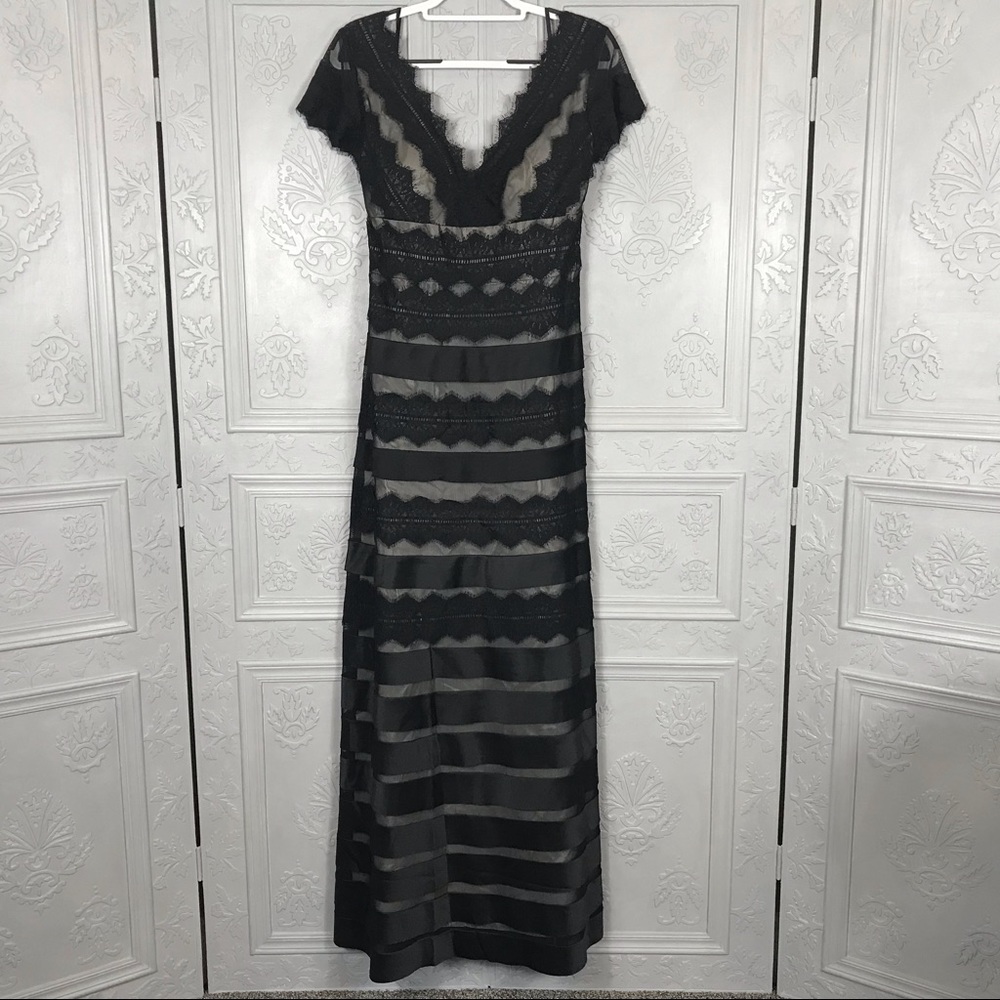 JS Collection Black Lace Evening Gown Empire Waist Fully Lined A-Line Shape